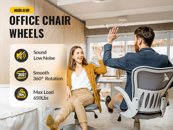 Office Chair Wheels - Universal Fit 3 Inch Roller Blade Casters - Safe for Hardwood Carpet Floors