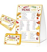 What's Your Picnic Name, Picnic Birthday Party Game for Guest, 1 Game Sign and 30 Cards, Holiday ...