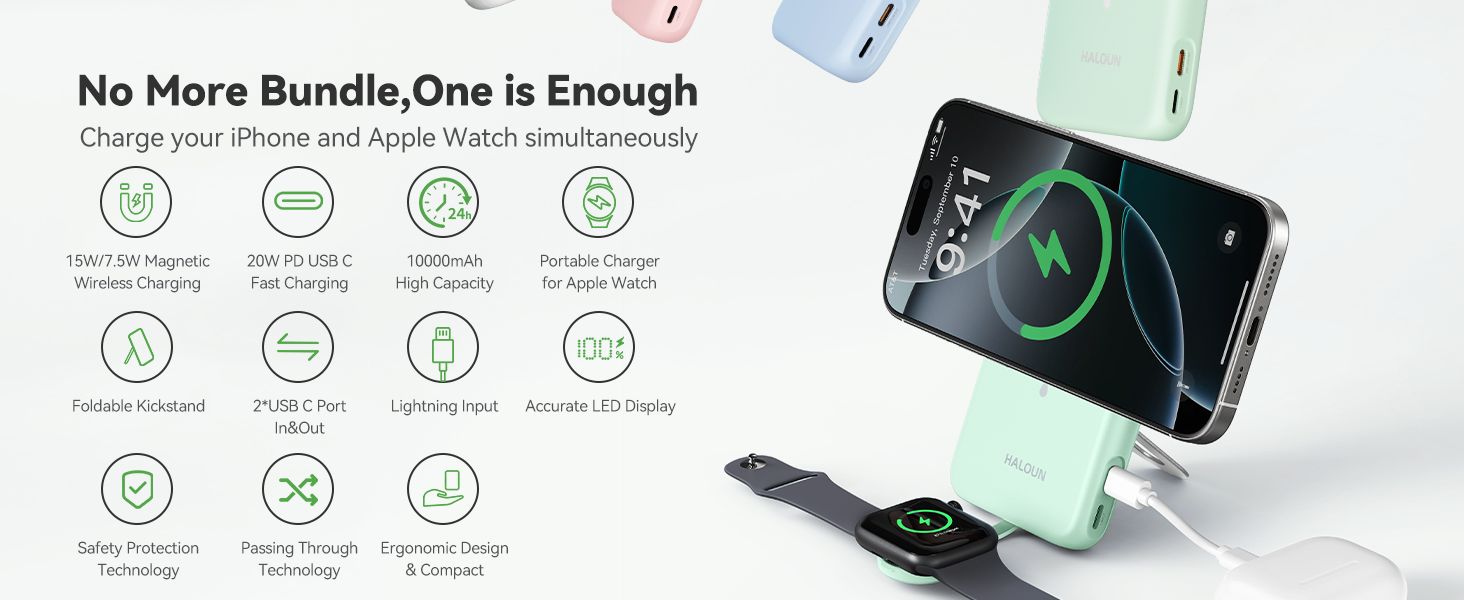 Haloun Magnetic Power Bank green -2