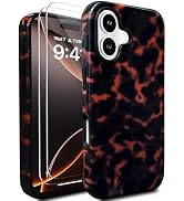 J.west for iPhone 16 Plus Case 6.7 inch with 2 Pack Tempered Glass Screen Protectors Vintage Anim...