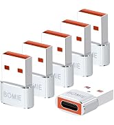 BOMIE USB to USB C Adapter 6 Pack,PD27W/66W/QC100W Fast Charging 480Mbps Data Transfer,Type-c Fem...