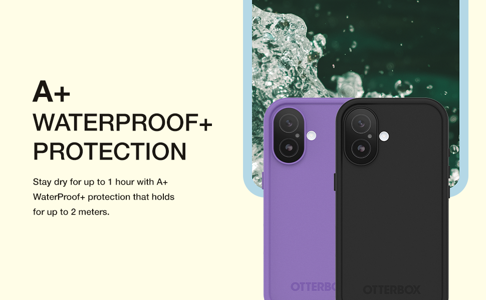 A+ Waterproof Protection - Stay dry for up to 1 hour with A+ waterproof protection up to two meters.
