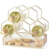 Drincarier Countertop Wine Rack - 6 Bottle with Cork Storage Freestanding Modern Gold Metal Wine ...