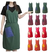 YWGYWG Kitchen Apron with Pockets for Adults,Waterproof Cooking Aprons for Women/Men,Baking/Grill...