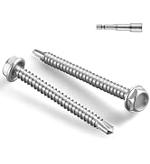 BNUOK #10 x 1-1/2 Inch Self Drilling Screws, 37pcs 0.5 lbs Self Tapping Screws for Metal, 410 Sta...