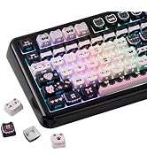 KiiBOOM Cute Cat Keycaps Set, Mao Profile, PBT/PC Keycap for MX Switches Mechanical Keyboard, Com...