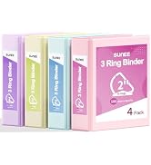 SUNEE 3 Ring Binder 2 Inch, Clear View Binder Three Ring PVC-Free (Fit 8.5x11 Inches) for School ...