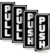 Push Pull Door Vertical Stickers Sign – 2 pack 2”x5” in, Back Self-Adhesive Black & White Vinyl S...
