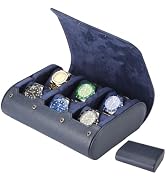 YANHHAN 6 Watch Travel Cases for Men - Watch Roll 6 Slots Travel blue Multifunctional Watch Displ...