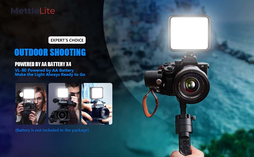 Mettlelite VL80 video light is powered by AA batteries