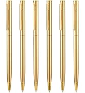 6 Pack Wikult Golden Metal Ballpoint Pen with 6 Extra Refills Set, 1mm Medium Point Black Ink for...