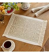 UWWGKK Placemats Set of 4,Waterproof Placemat with Tassel Fringe,Boho Placemats for Coffee Table ...