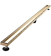 AVSIILE Linear Shower Floor Drain, Brushed Gold 60 Inch 304 Stainless Steel Bathroom Drains Kit, ...