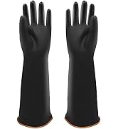ROYAKI Heavy Duty Latex Gloves,14",18",22" Work Waterproof Industrial Rubber Gloves, Black Size XL
