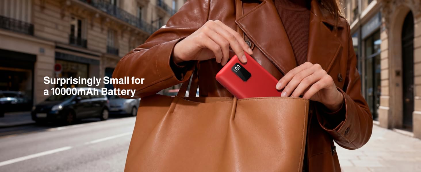 Portable Charger with AC Plug and Built-in Cables