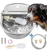 AMGSH Automatic Animal Drinking Water Bowl, 304 Stainless Steel Waterer with Float Valves, 39" Pi...
