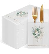 IANFEPH Disposable Linen-Feel Dinner Napkin with Built-in Flatware Pocket, 50 Pack Prefolded Pape...