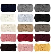 BAHABY 15 Pieces Chunky Knit Headbands Braided Winter Headbands Ear Warmers Crochet Head Wraps fo...