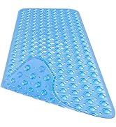 Naoloture Extra Long Bathtub Mat Non Slip, Clear Blue Soft Bath Mat for Tub 40 x 16 Inch Full Siz...