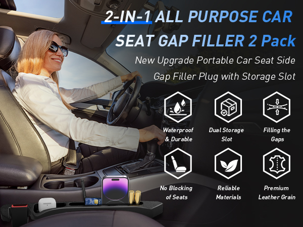 car seat gap fillers 2 pack upgraded phone holder front seats fill plug
