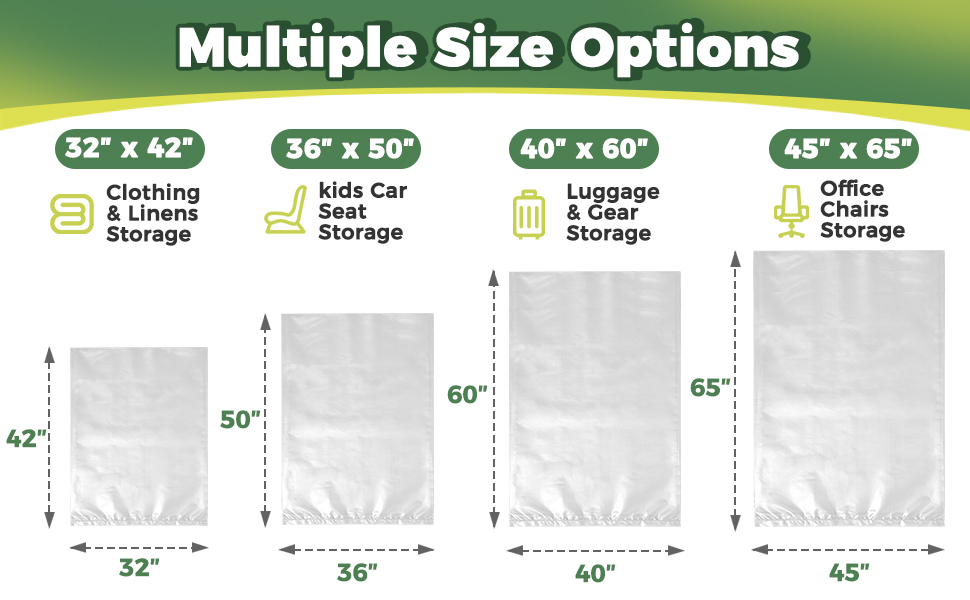40 x 60 Inches extra large clear storage bags used suitcases duffel bags strollers car seats