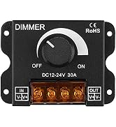 SUPERNIGHT LED Light Strip Dimmer, DC12V-24V 30A PWM Dimming Controller for Dimmer Knob Adjust Br...