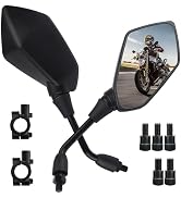 2PCS Motorcycle Mirrors,360° Adjustable Motorcycle Side Mirrors with 8mm & 10mm Bolt,HD Motorcycl...
