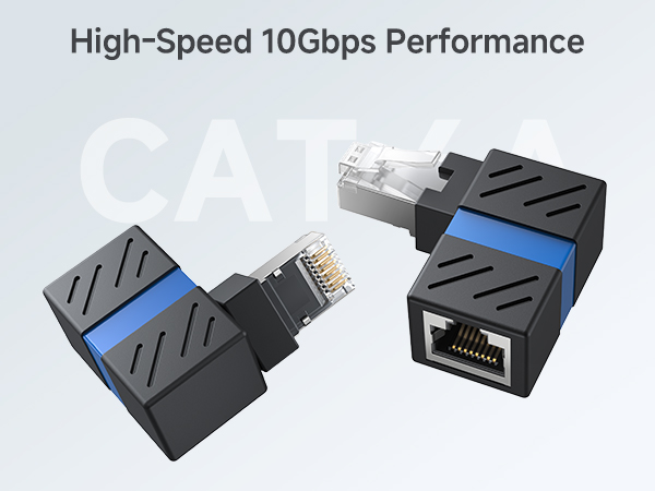90-Degree Right Angle Ethernet Adapter for RJ45 Male to Female Connection