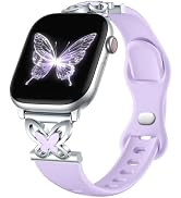 Lerobo Slim Silicone Band Compatible with Apple Watch Bands for Women | Dressy Metal Butterfly 16...