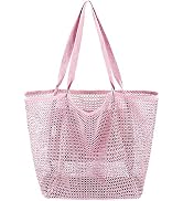 TOPBAG Mesh Beach Tote Bag Womens Shoulder Handbag,Tote Bag for Women Large Foldable Mesh Swimmin...