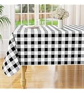 misaya Rectangle Waterproof Vinyl Table Cloth, Buffalo Flannel Backed Tablecloth, Wipeable Plasti...