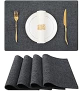 Homaxy Cloths Placemats for Dining Table Set of 4, Heat Resistant Washable Cotton Linen Blend Tab...