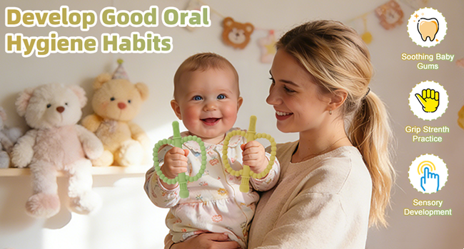 Hollow Teether Tube 5 Pack Apple Shape Chew Straw Sensory Toy