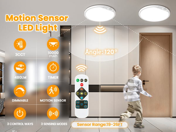 12 inches motion sensor led light for hallway 3cct dimmable