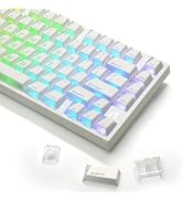 ATTACK SHARK SK07 131Keys Full Keycaps Set,Transparent,White,Cherry Profile | Double Shot,Side Pr...