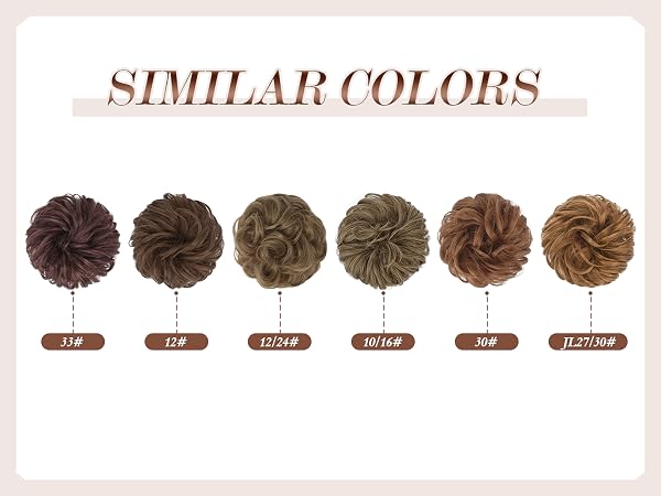 Brown shades of messy bun hair piece