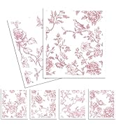 VISSTREE Pink Floral Swedish Dishcloths for Kitchen, 6 Pack Reusable Vintage Chinoiserie Dish Clo...