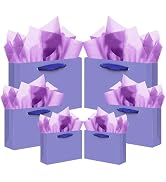 qiqee 10PCS Violet Gift Bags with Ribbon Handles Mulit Assorted Sizes Gift Wide Bags (2pcs Large ...
