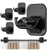 No Drill Curtain Rod Brackets - 20LB, 4 Pack Self Adhesive Curtain Rod Holder, Peel and Stick Wal...