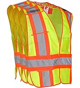 Dasher Products High Visibility Safety Vest – ANSI Class 2 Vest, 5 Pockets, Adjustable, 3 Pack