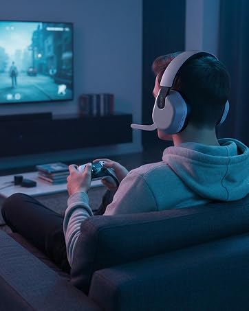 282g lightweight headset resting comfortably over thick glasses frames without temple pressure