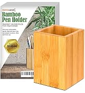 Performore 1 Pack of Bamboo Pen Holder, Wooden Pencil Holder Desk Organizer, Multi Purpose Wooden...