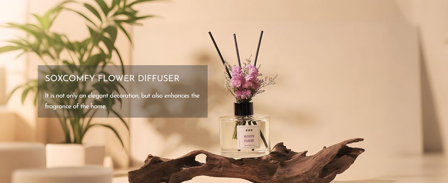 Flower Reed Diffuser Set, Essential Oils Scented Diffuser with Sticks, Air Fresheners Home Fragrance
