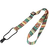 YuanHolumid Ukulele Strap Adjustable Bohemian Style Printing Ribbon Clip-on Guitar Belt Instrumen...