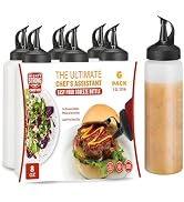 6 Pack Condiment Squeeze Bottles for Sauces - 8 Oz Squirt Bottles for Liquids, Easy Pour Sauce Bo...