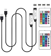 GXILEE USB Led Light Controller, 5V Led Light Remote Replacement with 24 Key Infrared Remote for ...