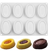 Professional Silicone Baking Mold Set, 8-Cavity Large Oval Shape Chocolate Molds for Truffle Mous...