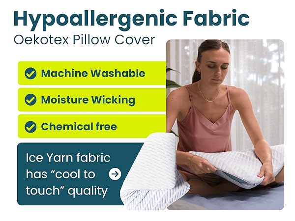 Pillow Side sleeper stomach belly thin profile memory foam cooling ergonomic hypoallergenic pain