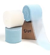 JOYIT Light Blue Chiffon Ribbon 1.5'' x 8 Yd - 3 Rolls Total 24 Yd Frayed Fringe Chiffon Ribbons ...