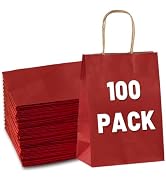 Gift Bags 8.25"x5.9 "x3.15" 100Pcs Paper Bags with Handles,kraft paper Bags for Small Business Ch...